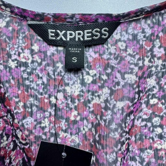 Express Sheer Floral Ruffle Blouse Top NWT Size Small - Picture 7 of 9